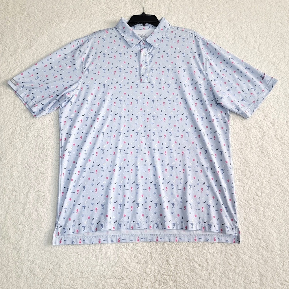 Straight Down Polo Shirt Mens XXL Blue Mermaid Nautical Performance Golf